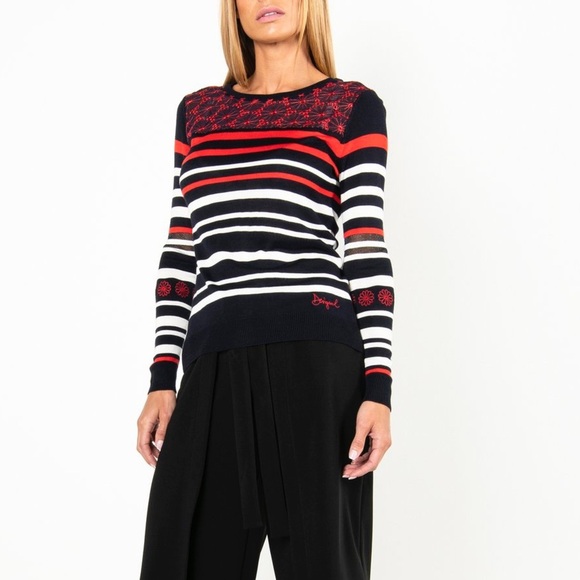 Desigual Striped Black and Red knit long sleeve - Picture 13 of 14